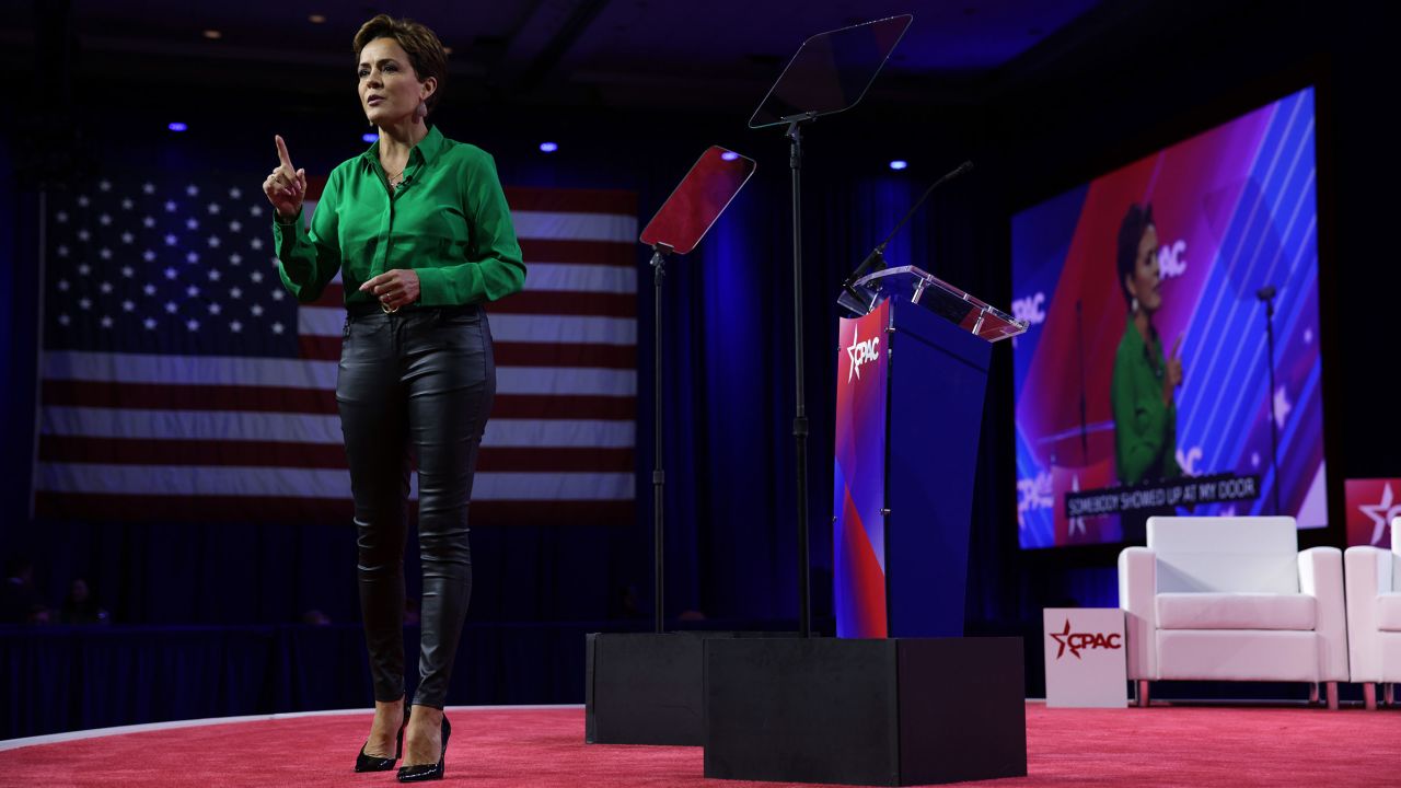 Former Arizona Republican gubernatorial candidate Kari Lake speaks during the annual Conservative Political Action Conference at Gaylord National Resort & Convention Center on March 4 in National Harbor, Maryland.